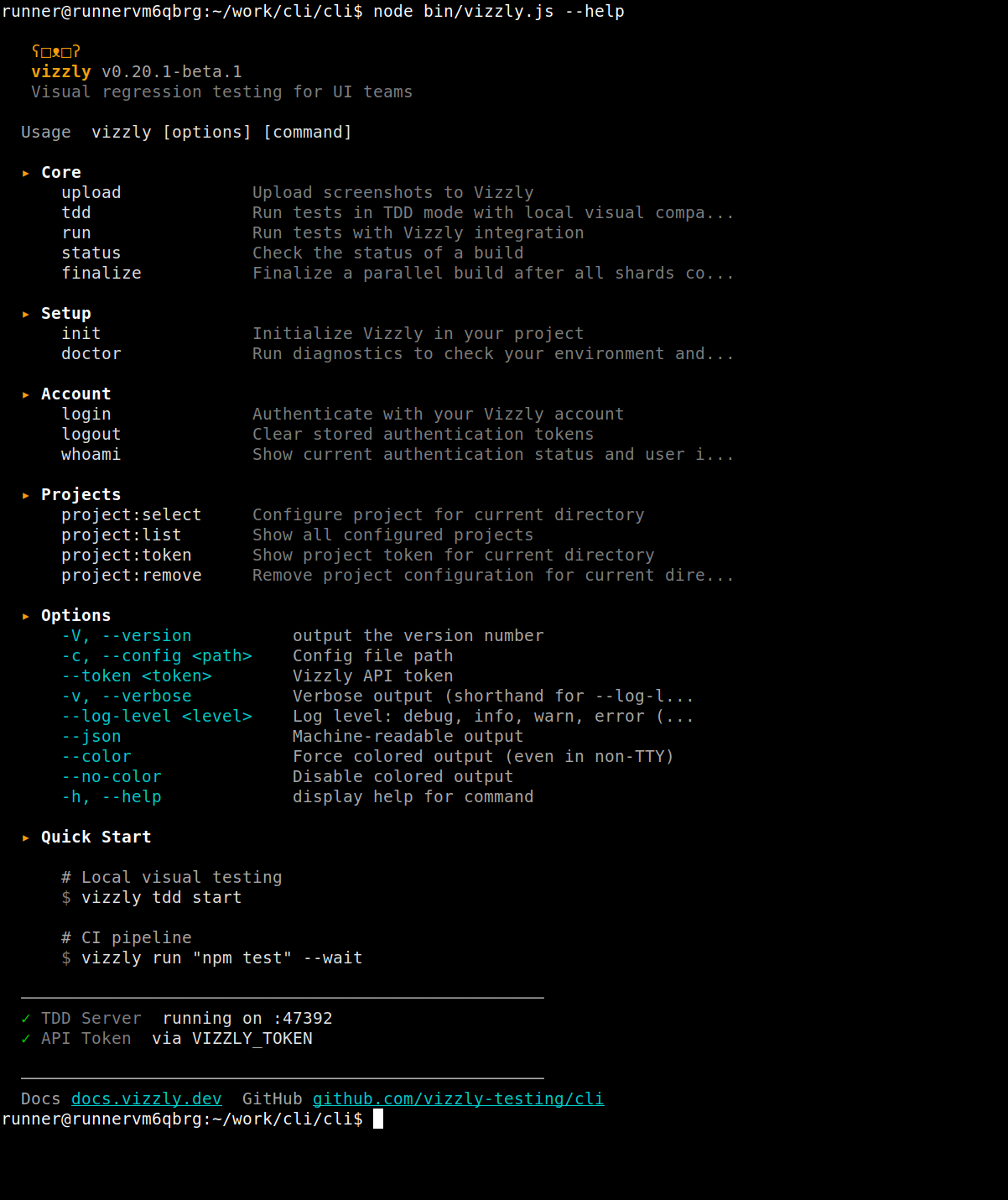 vizzly --help output